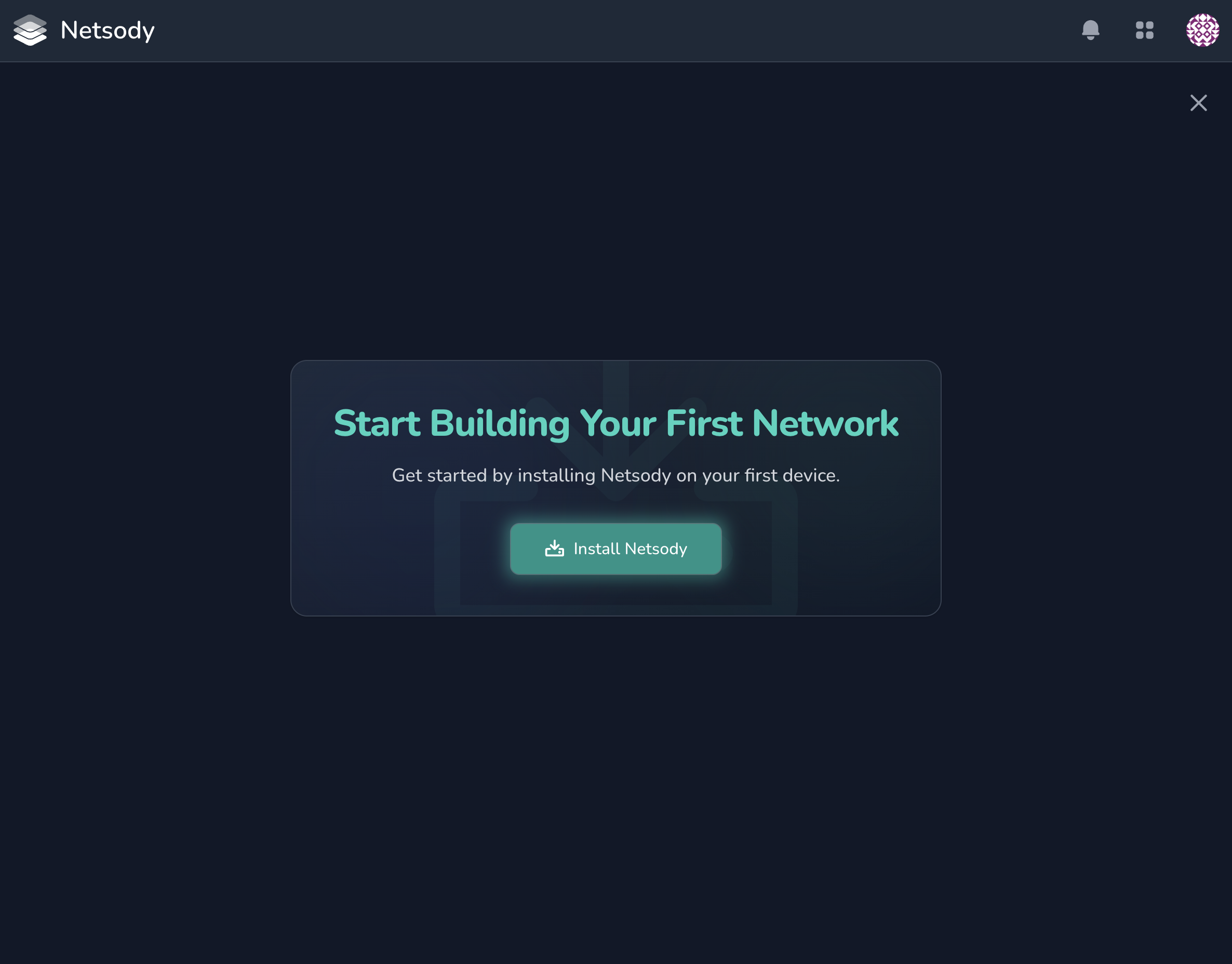 Netsody controller wizard for starting the first network setup